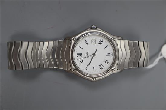 A stainless steel Ebel quartz mid size wrist watch, no box or paperwork, case diameter 33mm excluding winding crown.